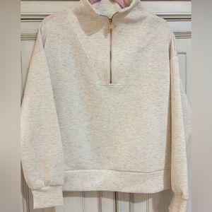 NEW never worn SZ L Elie Tahari Cream Quarter-Zip Pullover
